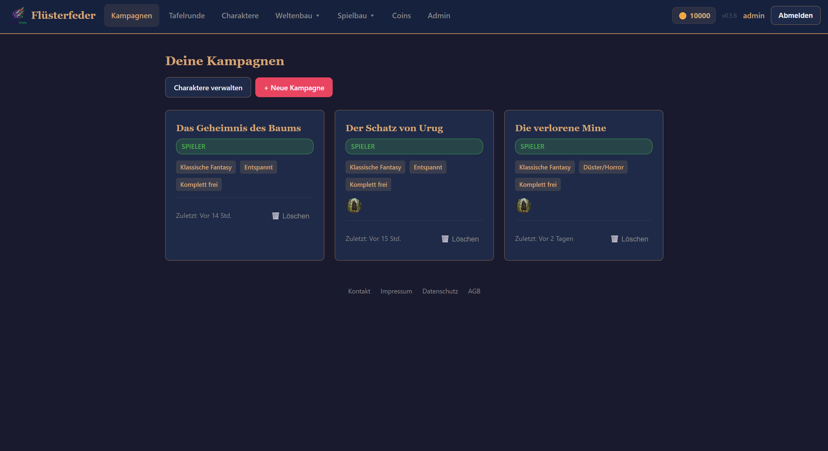 Kampagnen-Übersicht mit Fortschrittsanzeige
